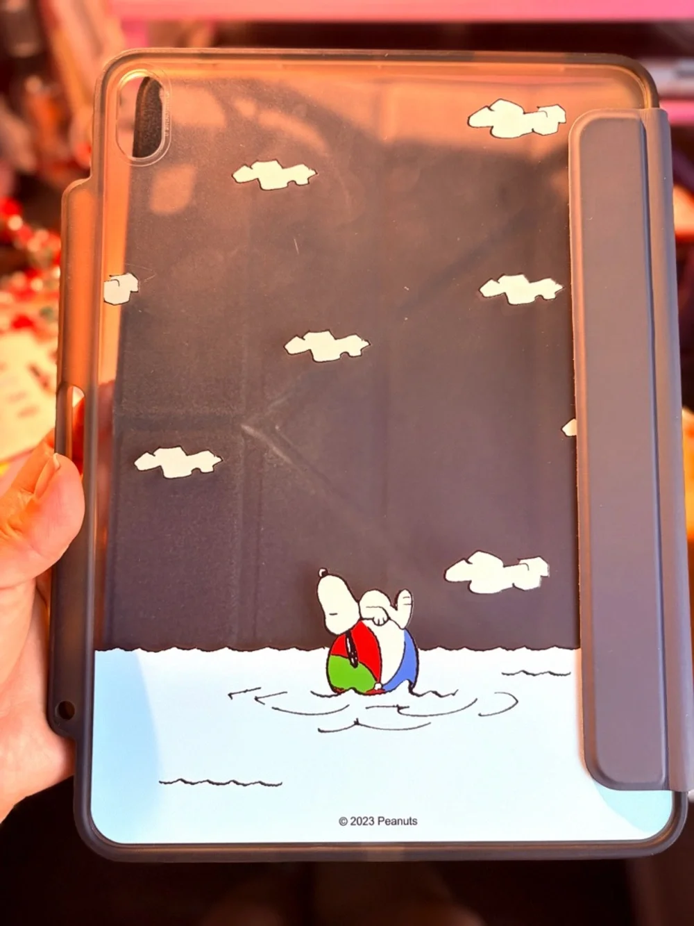 Snoopy Floating Design Clear with Gray Cover- IPad Air 5th gen(10.9inch) case